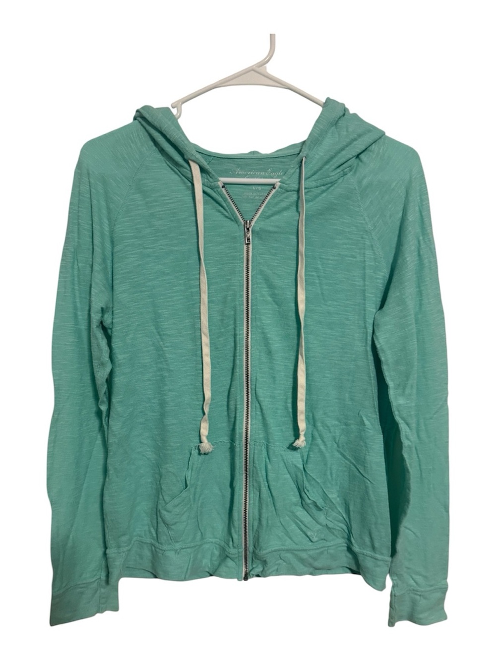 Lightweight Teal Zip-Up Hoodie - American Eagle Large